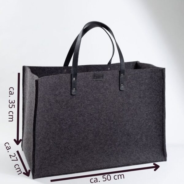 Wollfilztasche-5-1-1-Filztasche-gross-dunkelgrau-Kunstleder – Bild 2
