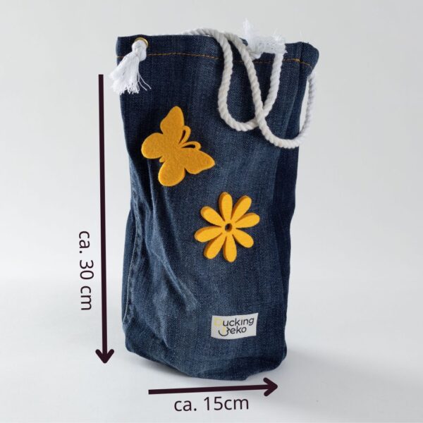 Geschenktasche mit Schmetterling und Blume gelb - Grösse L (15x30cm) – Bild 2
