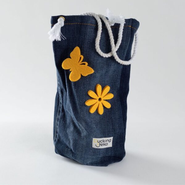 Geschenktasche mit Schmetterling und Blume gelb - Grösse L (15x30cm)