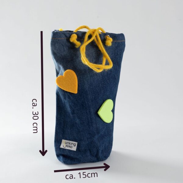 Geschenktasche mit Herzle in gelb und grün - Grösse L (15x30cm) – Bild 2