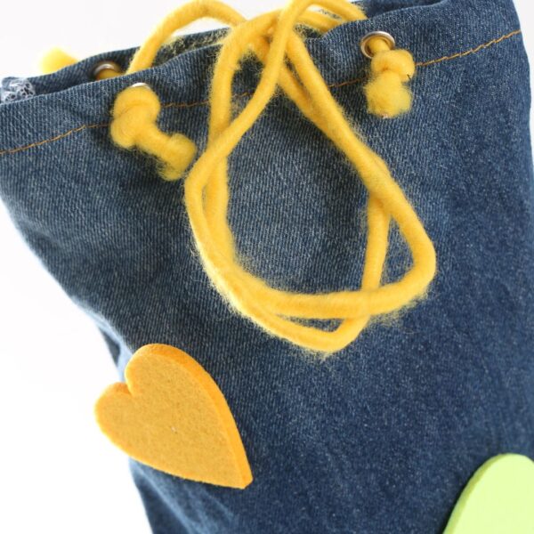 Geschenktasche mit Herzle in gelb und grün - Grösse L (15x30cm) – Bild 3