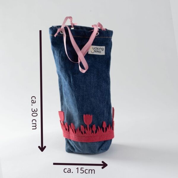 Geschenktasche mit roten Blumen - Grösse L (15x30cm) – Bild 2