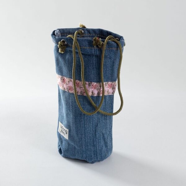 Geschenktasche mit rosa Blumenband - Grösse M (15x25cm)
