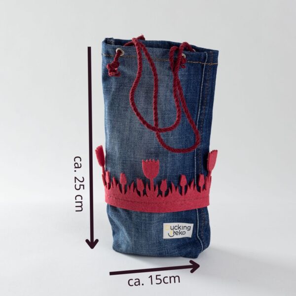 Geschenktasche mit roten Blumen - Grösse M (15x25cm) – Bild 2